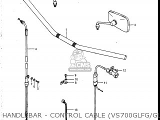 HANDLEBAR - CONTROL CABLE (VS700GLFG/GLEFG/GLFH/GLEFH) - VS700GLEF INTRUDER 1986 (G) USA (E03)