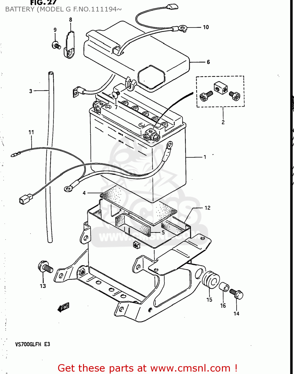 BATTERY (MODEL G F.NO.111194~ VS700GLEF INTRUDER 1987 (H) USA (E03)