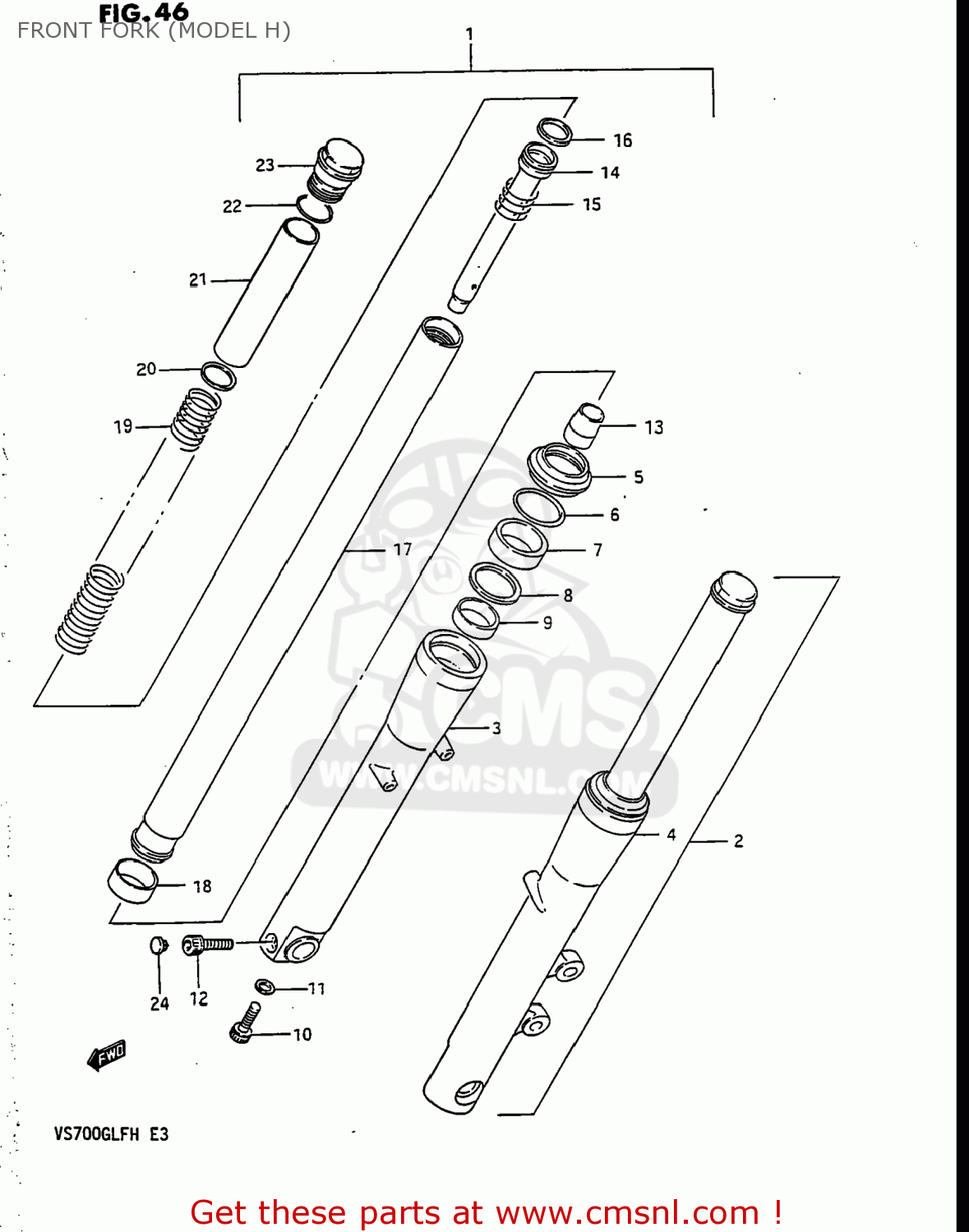 FRONT FORK (MODEL H) VS700GLEF INTRUDER 1987 (H) USA (E03)