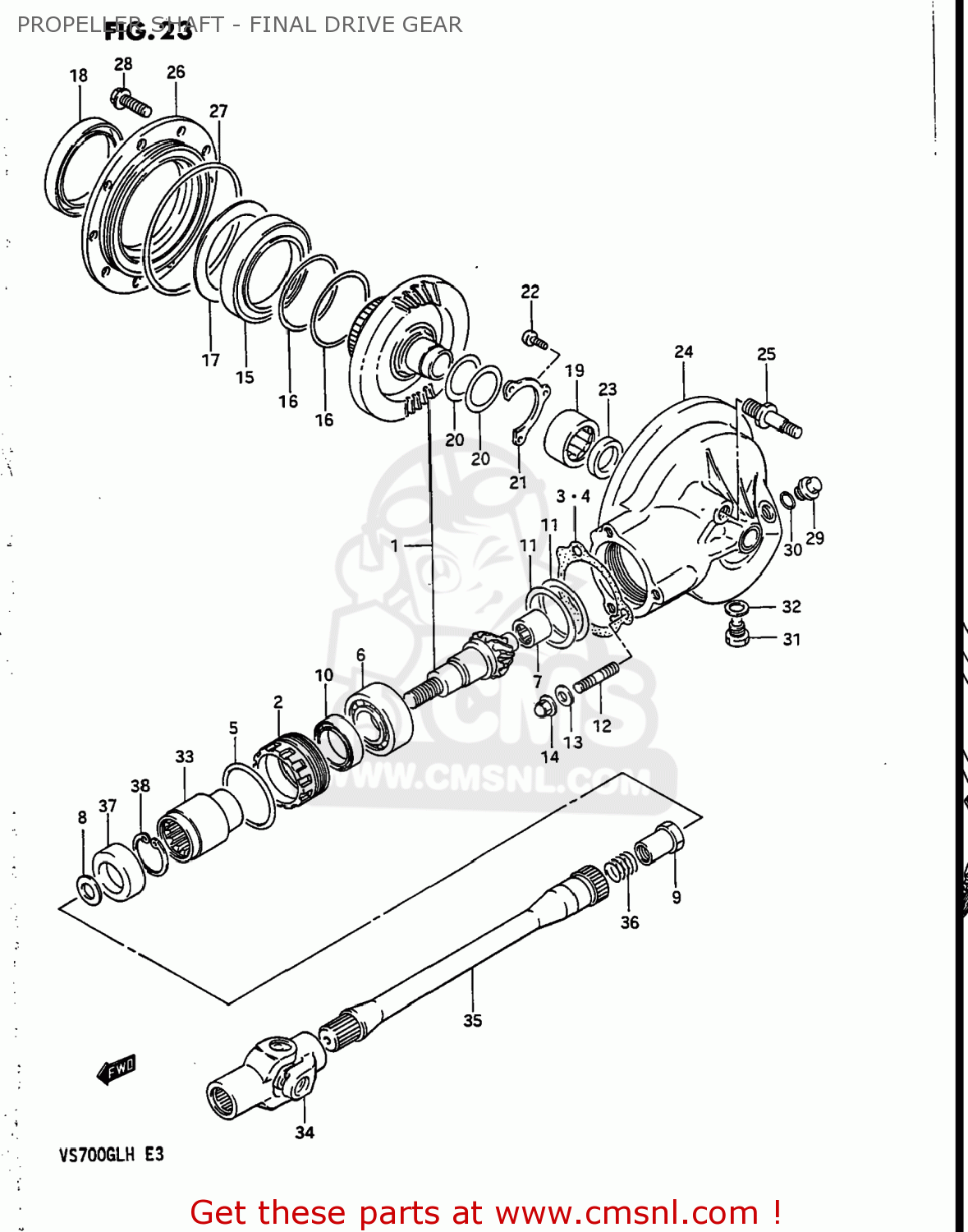 PROPELLER SHAFT - FINAL DRIVE GEAR VS700GLEF INTRUDER 1987 (H) USA (E03)