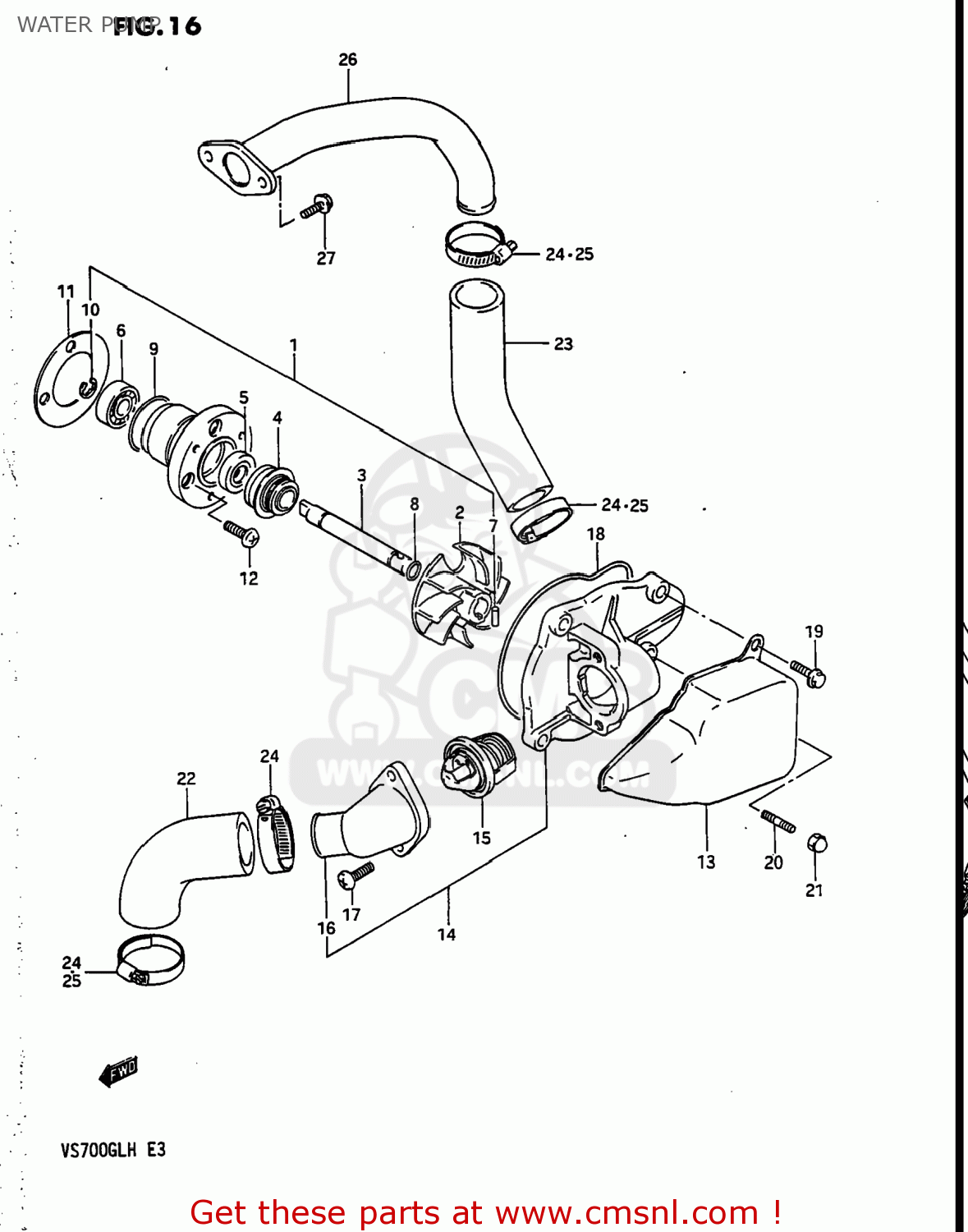 WATER PUMP VS700GLEF INTRUDER 1987 (H) USA (E03)