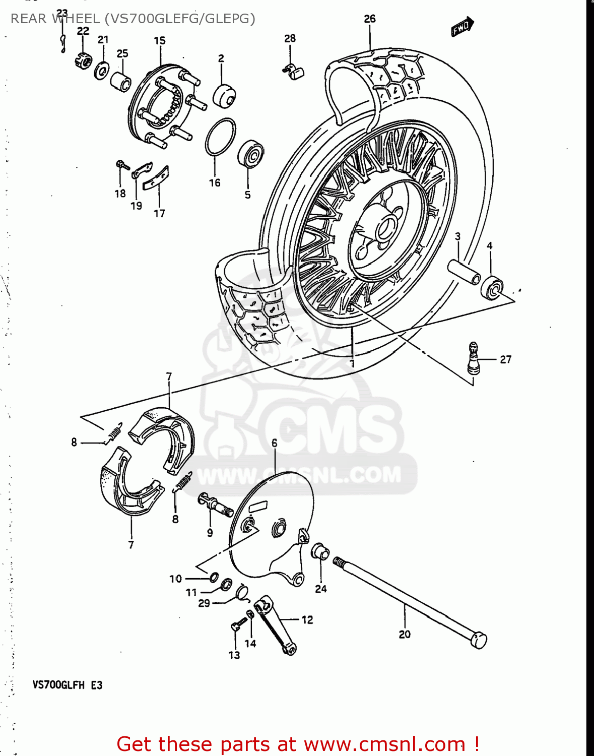 REAR WHEEL (VS700GLEFG/GLEPG) VS700GLEP INTRUDER 1986 (G) USA (E03)