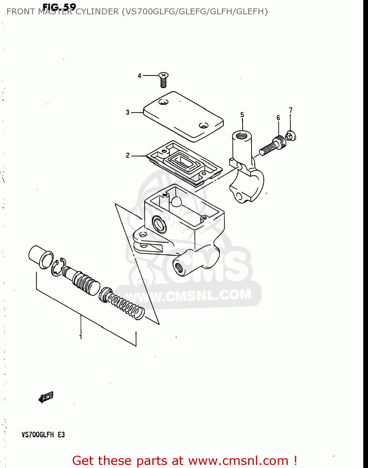 Suzuki VS700GLEP INTRUDER 1987 (H) USA (E03) FRONT MASTER CYLINDER (VS700GLFG/GLEFG/GLFH/GLEFH