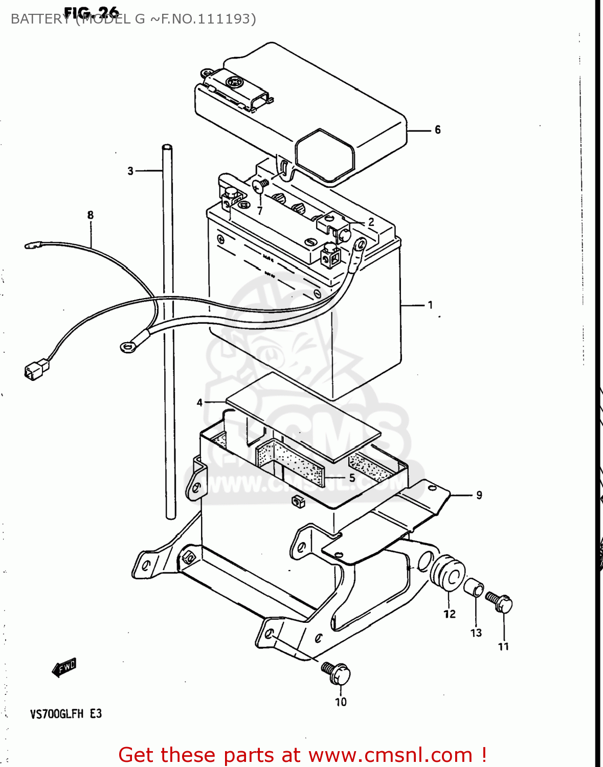 BATTERY (MODEL G ~F.NO.111193) VS700GLEP INTRUDER 1987 (H) USA (E03)