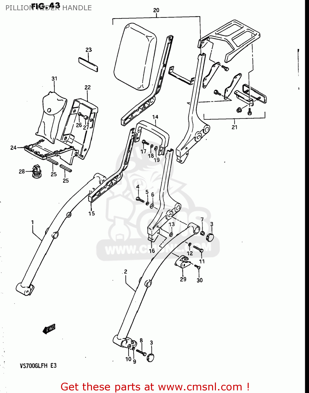 PILLION RIDER HANDLE VS700GLEP INTRUDER 1987 (H) USA (E03)