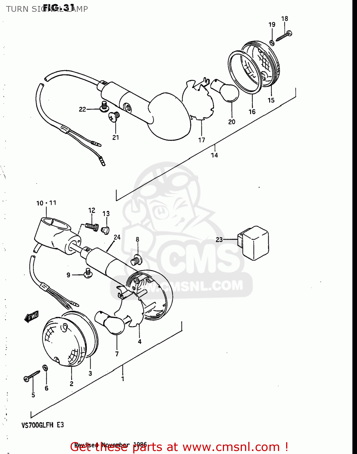TURN SIGNAL LAMP VS700GLEP INTRUDER 1987 (H) USA (E03)