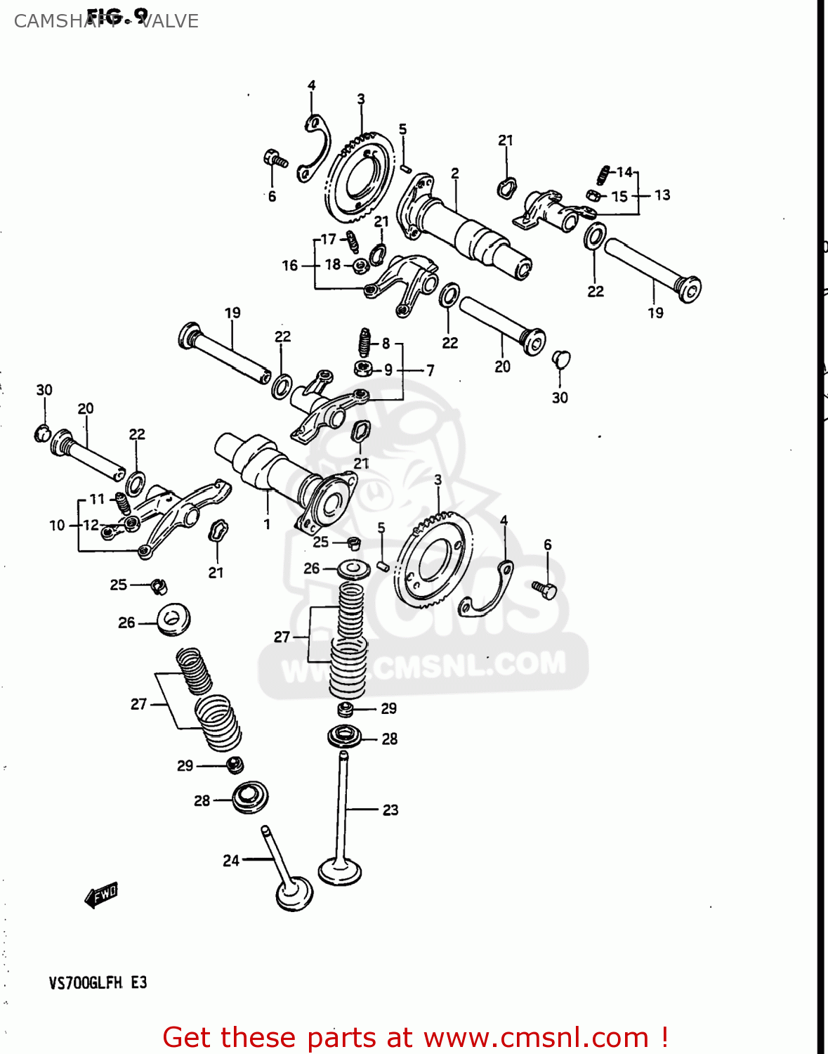 CAMSHAFT - VALVE VS700GLF INTRUDER 1986 (G) USA (E03)