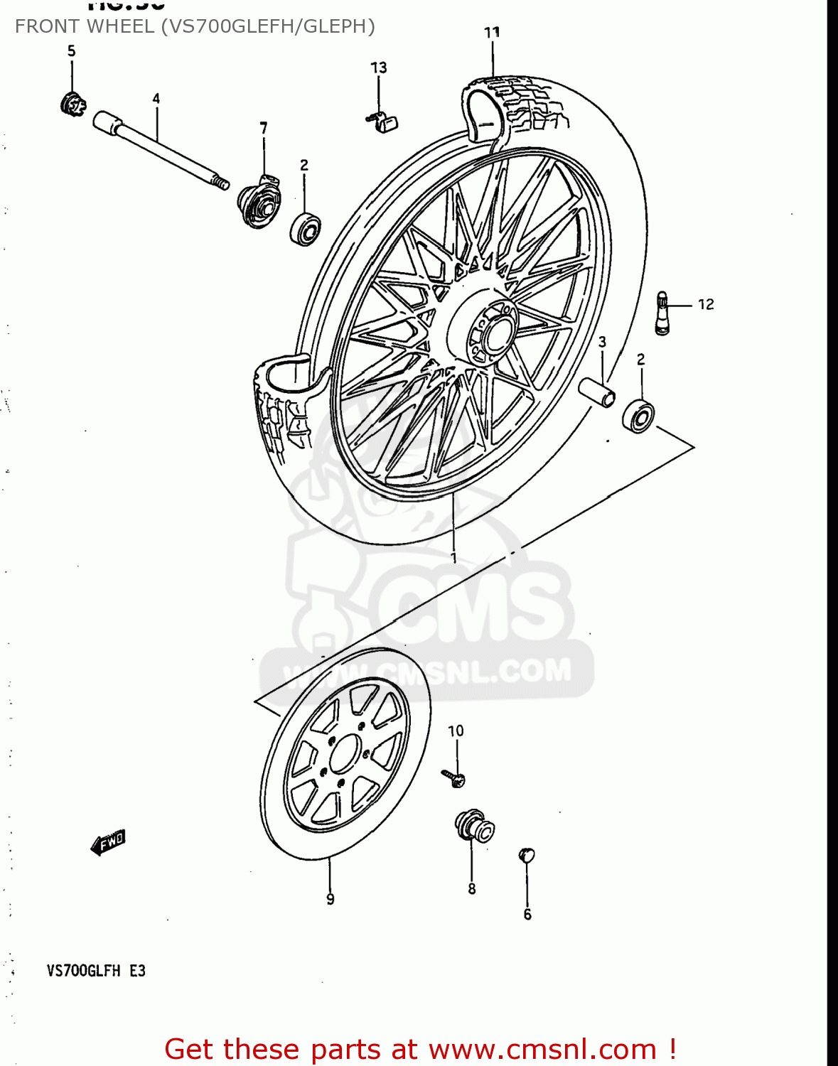 FRONT WHEEL (VS700GLEFH/GLEPH) VS700GLF INTRUDER 1986 (G) USA (E03)