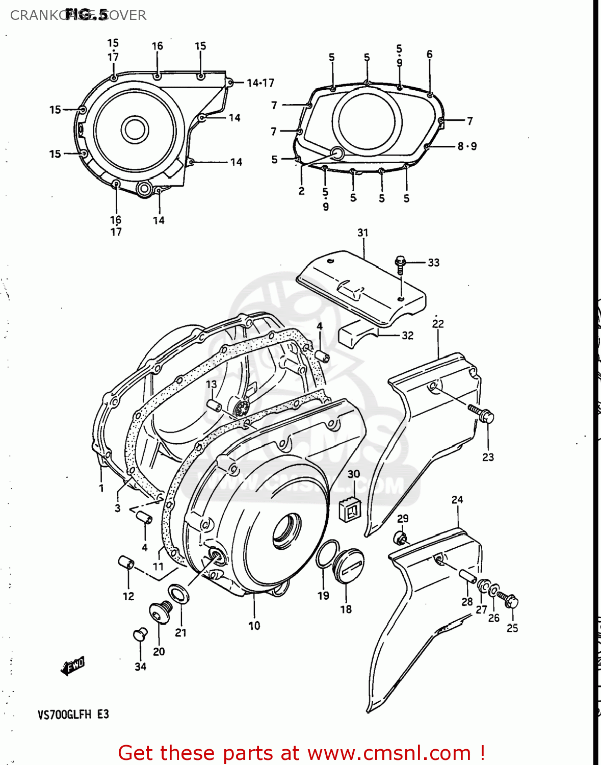 CRANKCASE COVER VS700GLF INTRUDER 1987 (H) USA (E03)
