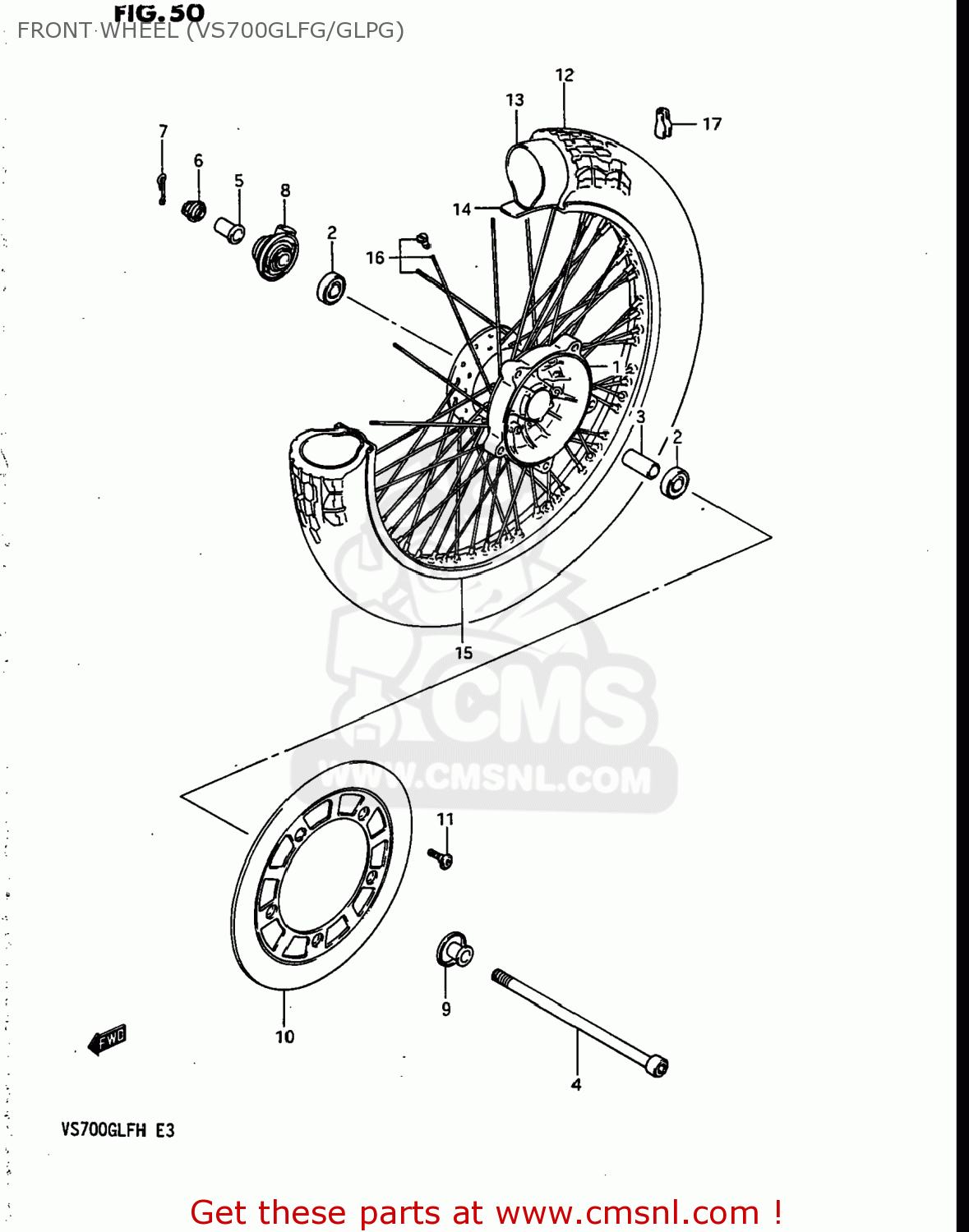 FRONT WHEEL (VS700GLFG/GLPG) VS700GLF INTRUDER 1987 (H) USA (E03)