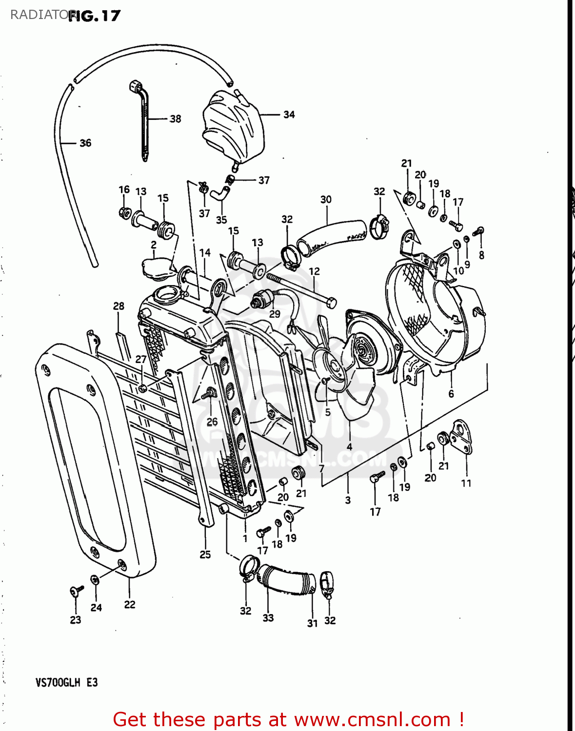 Suzuki Vs700glp Intruder 1986 (g) Usa (e03) Radiator - Buy Original 