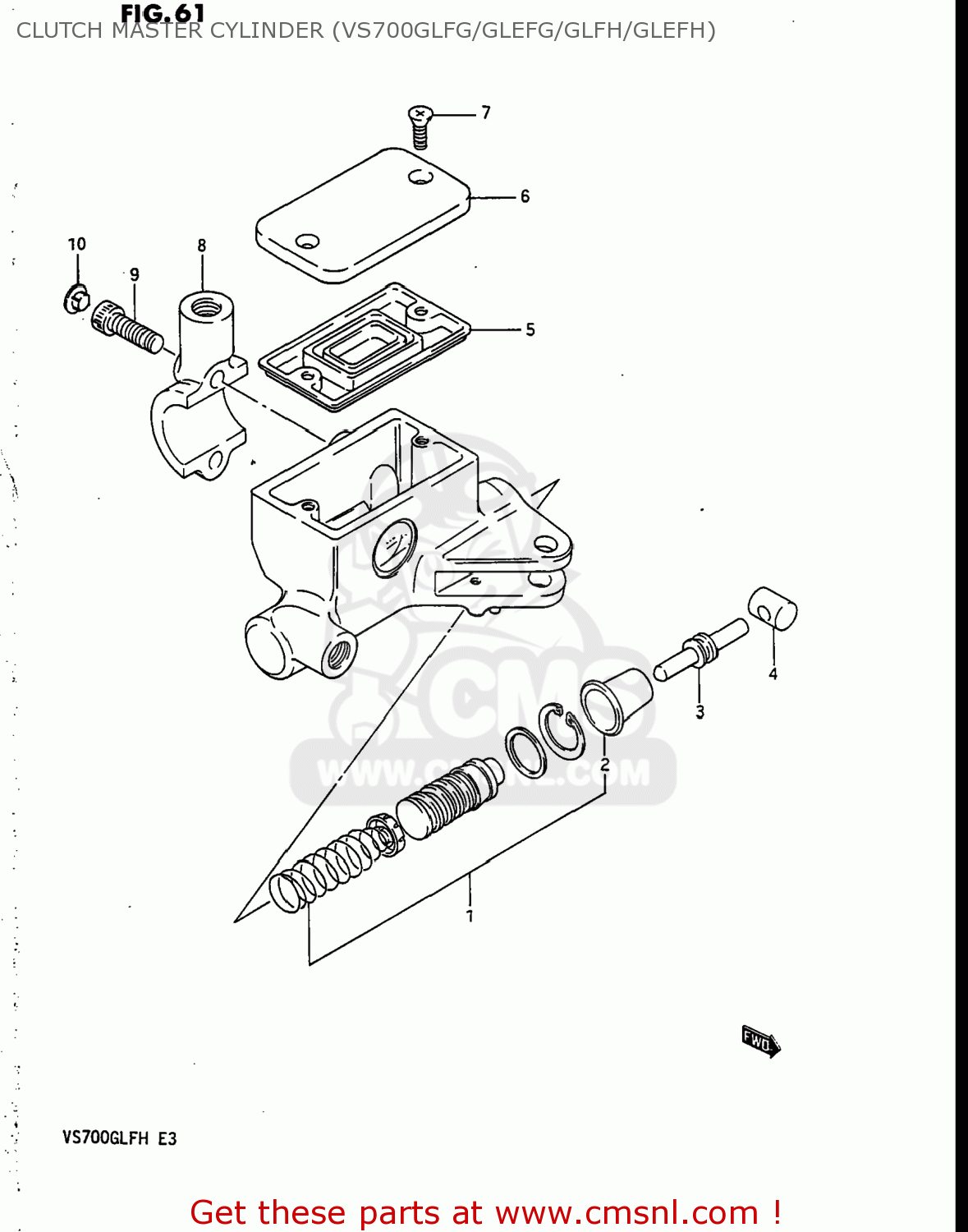 CLUTCH MASTER CYLINDER (VS700GLFG/GLEFG/GLFH/GLEFH) VS700GLP INTRUDER 1986 (G) USA (E03)
