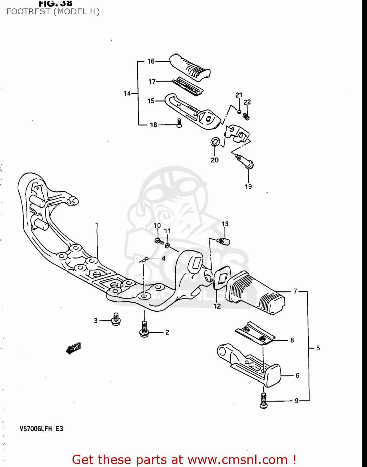 FOOTREST (MODEL H) VS700GLP INTRUDER 1986 (G) USA (E03)