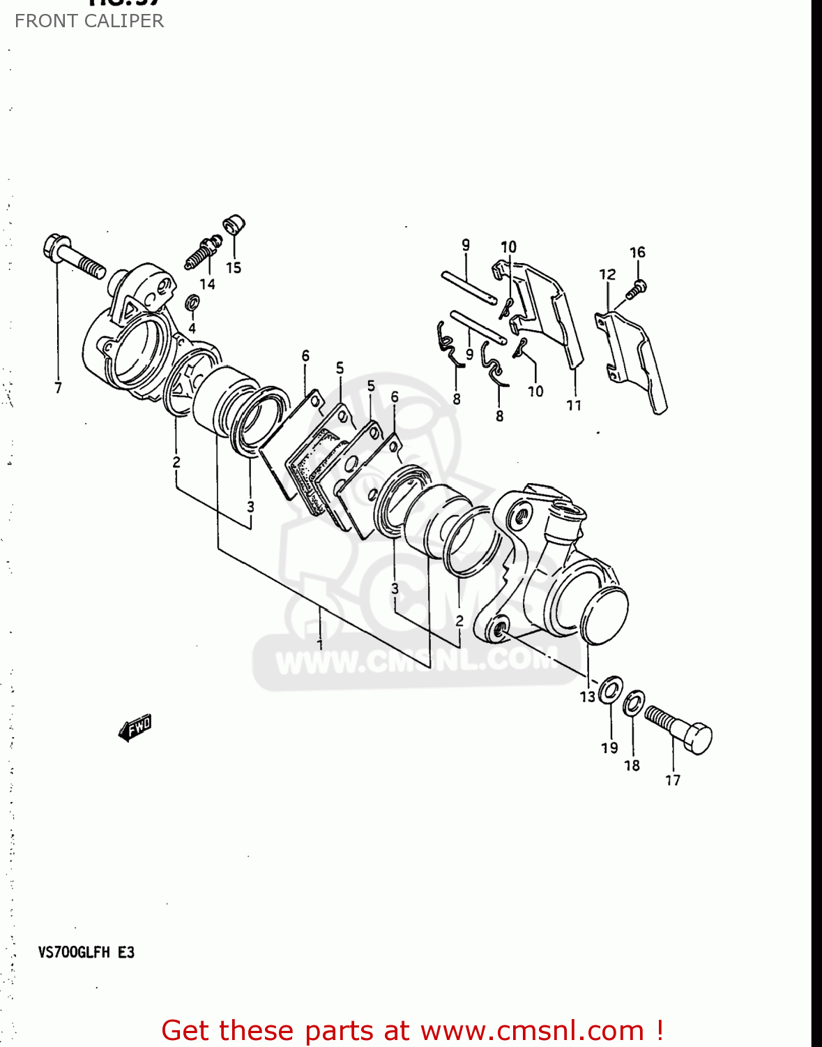 FRONT CALIPER VS700GLP INTRUDER 1986 (G) USA (E03)