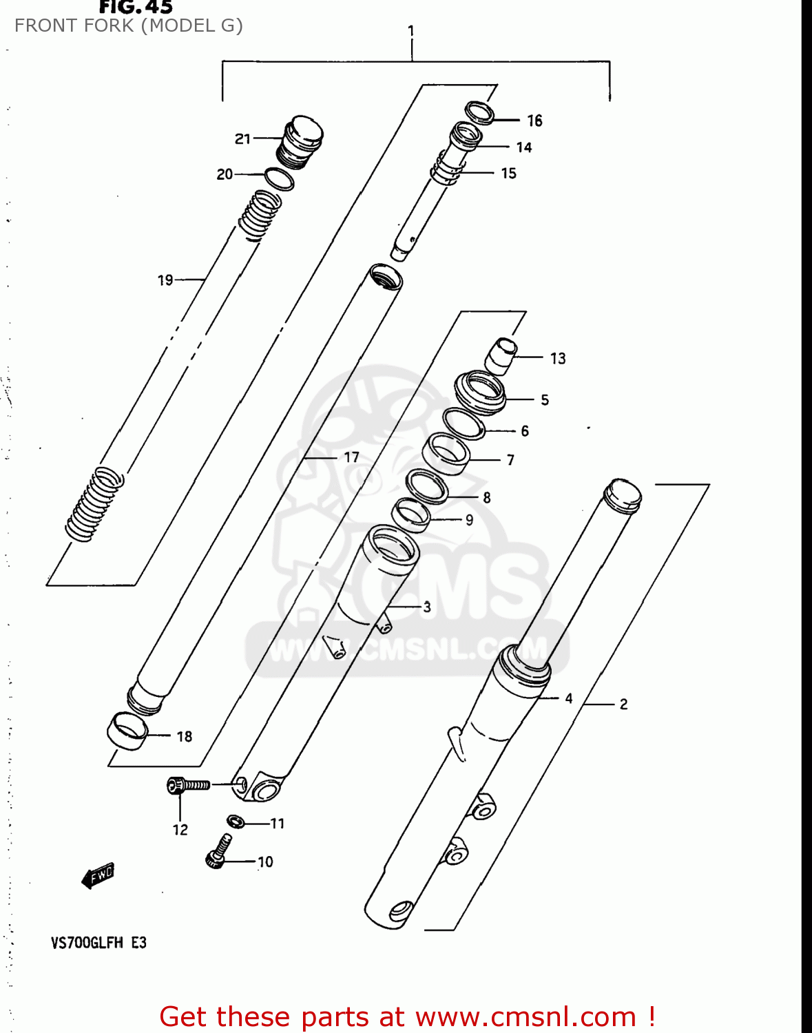 FRONT FORK (MODEL G) VS700GLP INTRUDER 1986 (G) USA (E03)