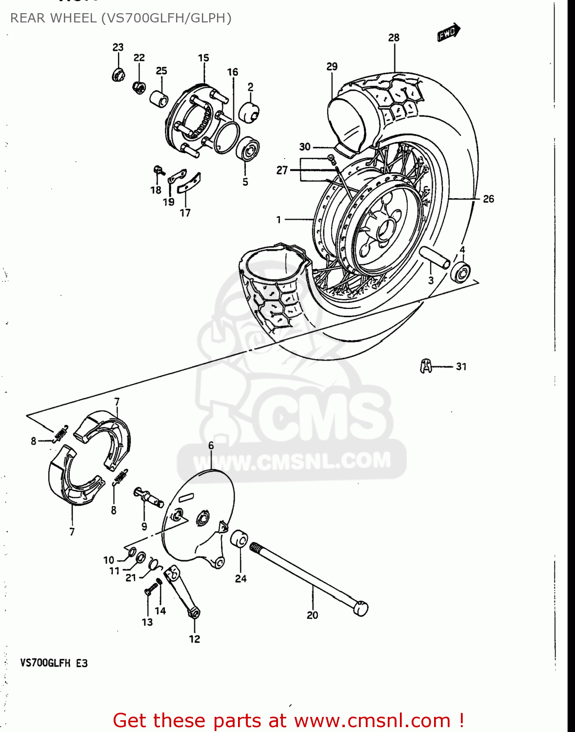 REAR WHEEL (VS700GLFH/GLPH) VS700GLP INTRUDER 1986 (G) USA (E03)