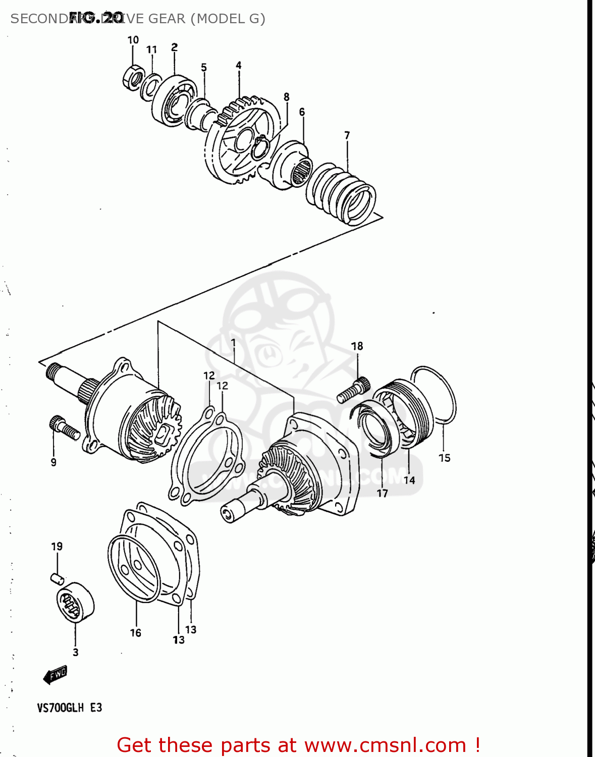 SECONDARY DRIVE GEAR (MODEL G) VS700GLP INTRUDER 1986 (G) USA (E03)