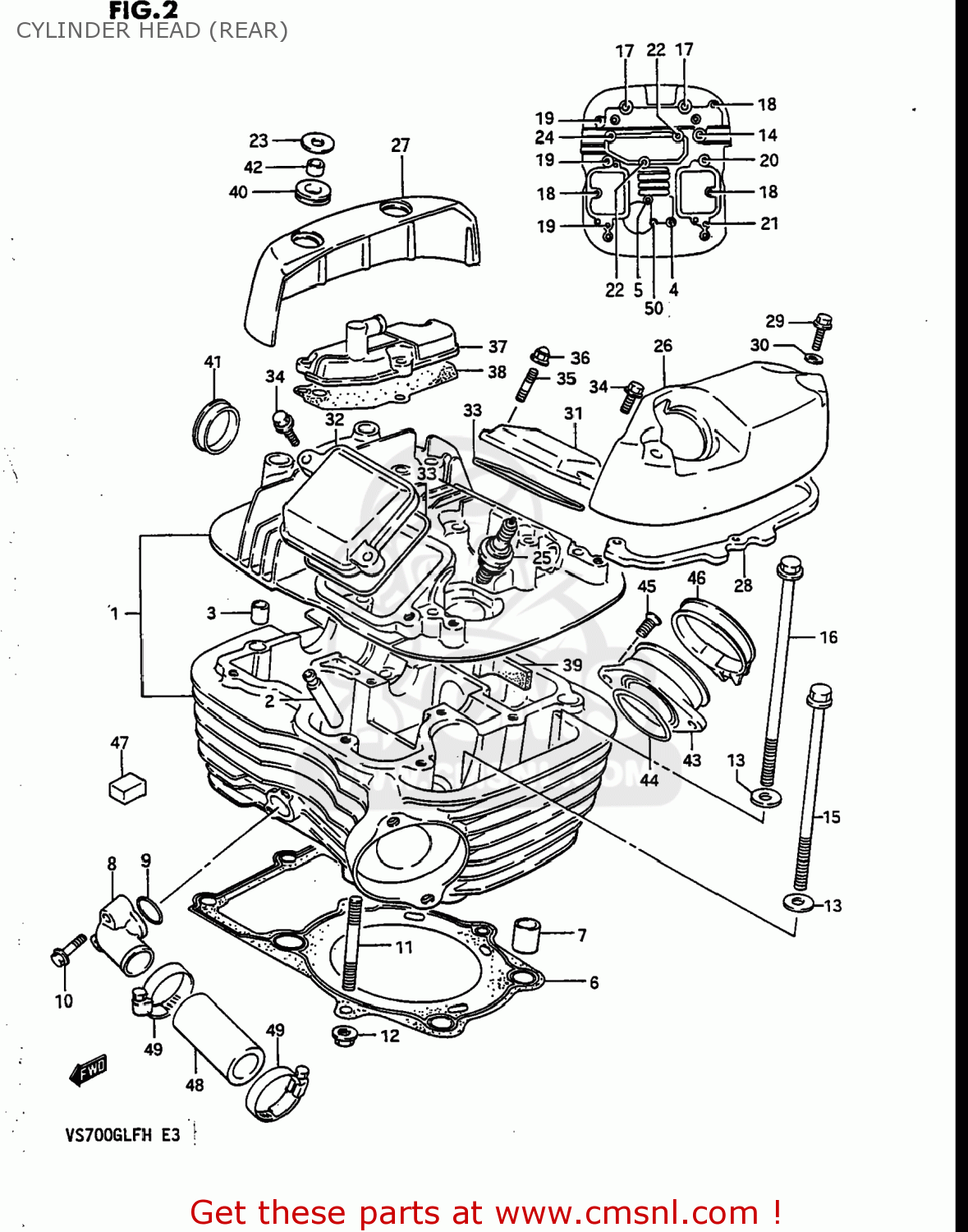 CYLINDER HEAD (REAR) VS700GLP INTRUDER 1987 (H) USA (E03)