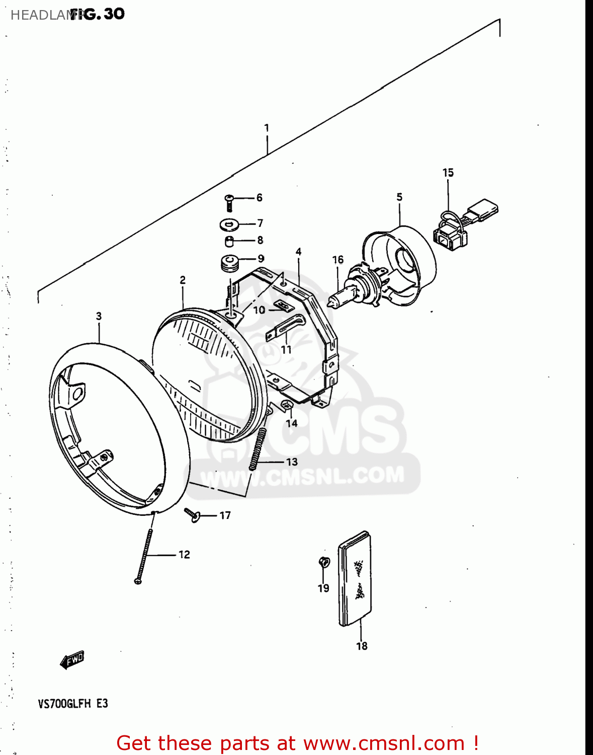HEADLAMP VS700GLP INTRUDER 1987 (H) USA (E03)