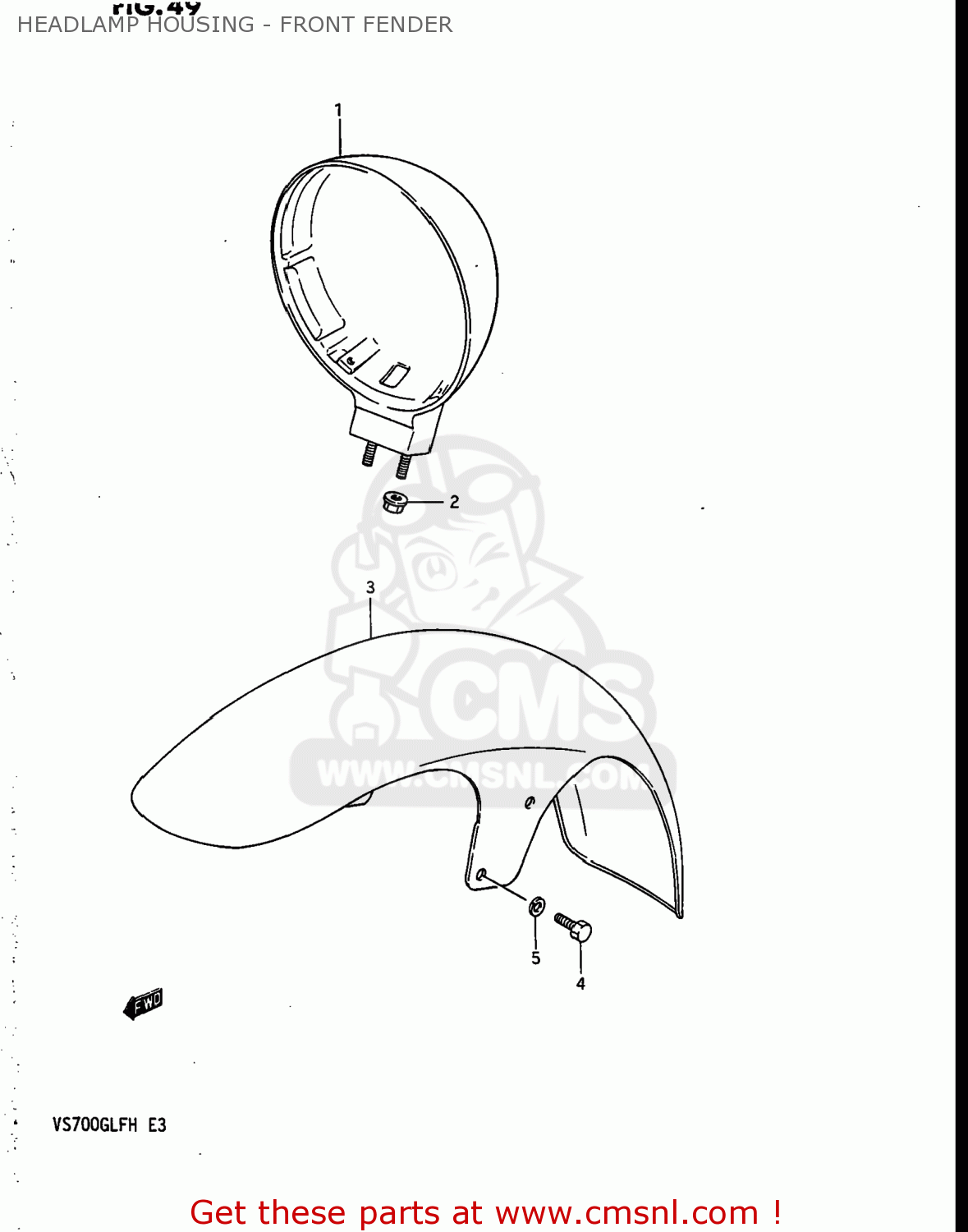 HEADLAMP HOUSING - FRONT FENDER VS700GLP INTRUDER 1987 (H) USA (E03)