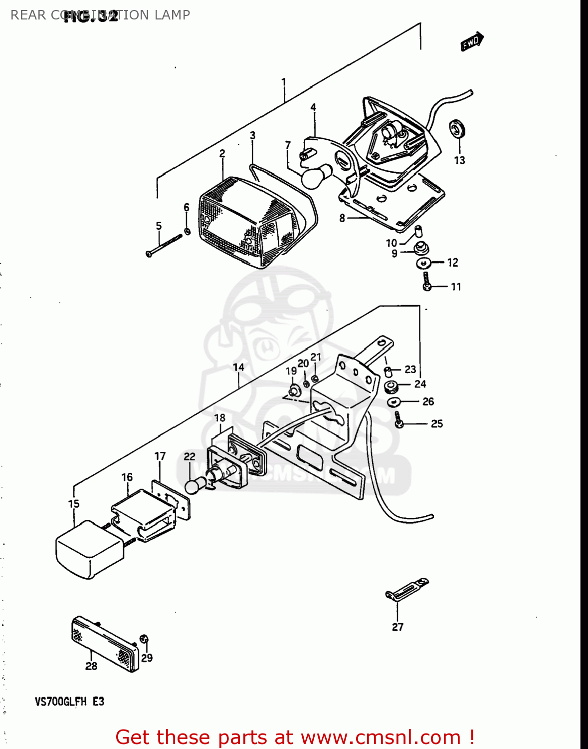 REAR COMBINATION LAMP VS700GLP INTRUDER 1987 (H) USA (E03)