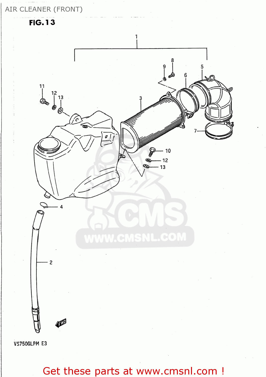 AIR CLEANER (FRONT) VS700GLP INTRUDER 1988 (J) USA (E03)