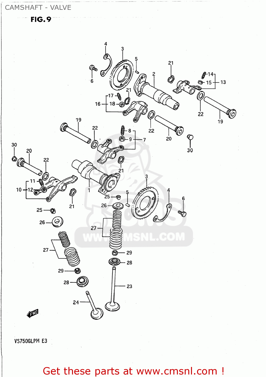 CAMSHAFT - VALVE VS700GLP INTRUDER 1988 (J) USA (E03)