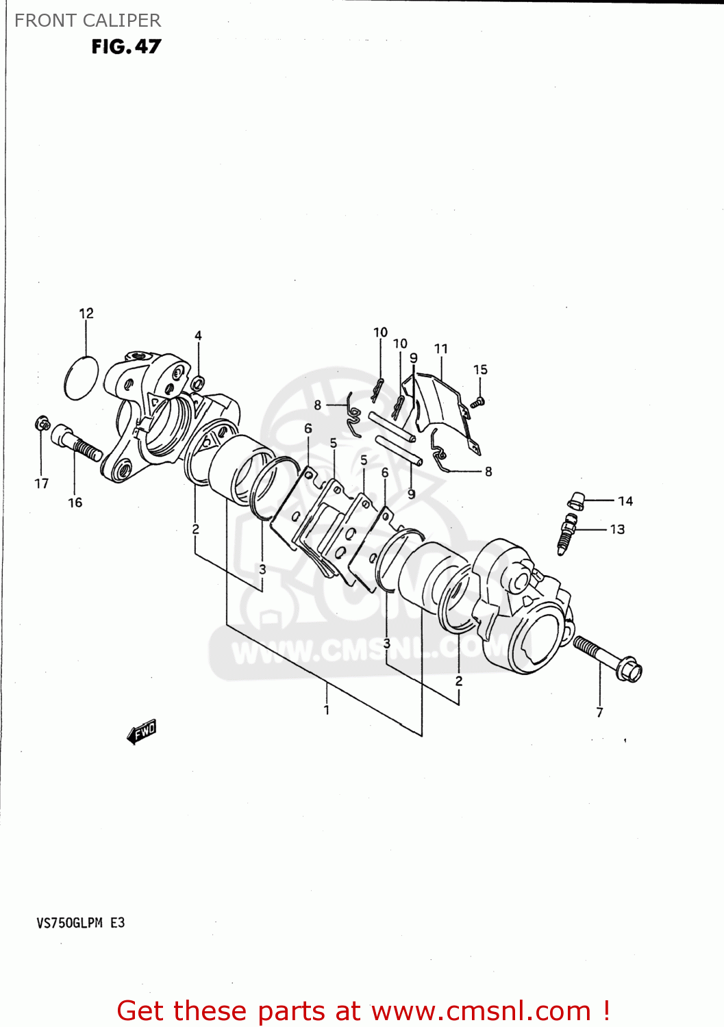 FRONT CALIPER VS700GLP INTRUDER 1988 (J) USA (E03)