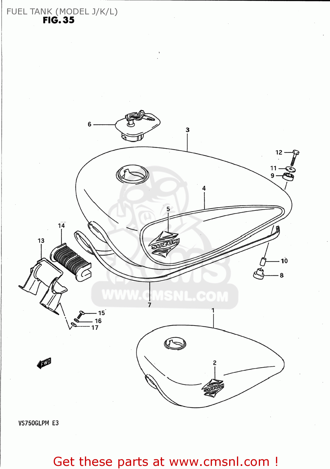 FUEL TANK (MODEL J/K/L) VS700GLP INTRUDER 1988 (J) USA (E03)