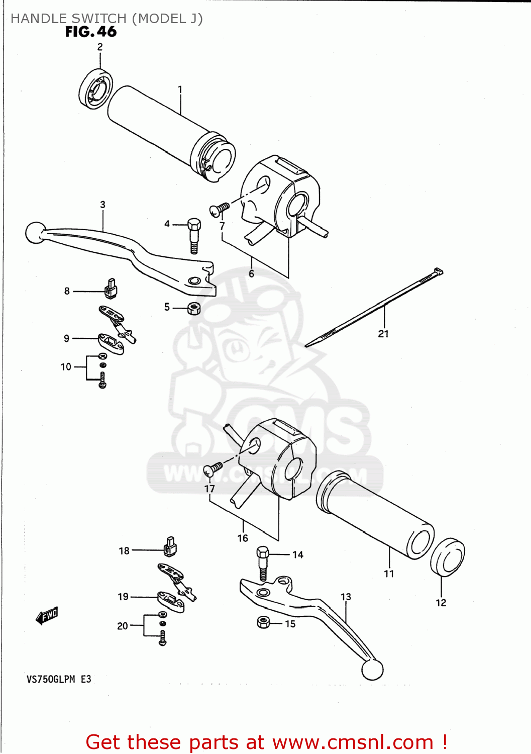 HANDLE SWITCH (MODEL J) VS700GLP INTRUDER 1988 (J) USA (E03)