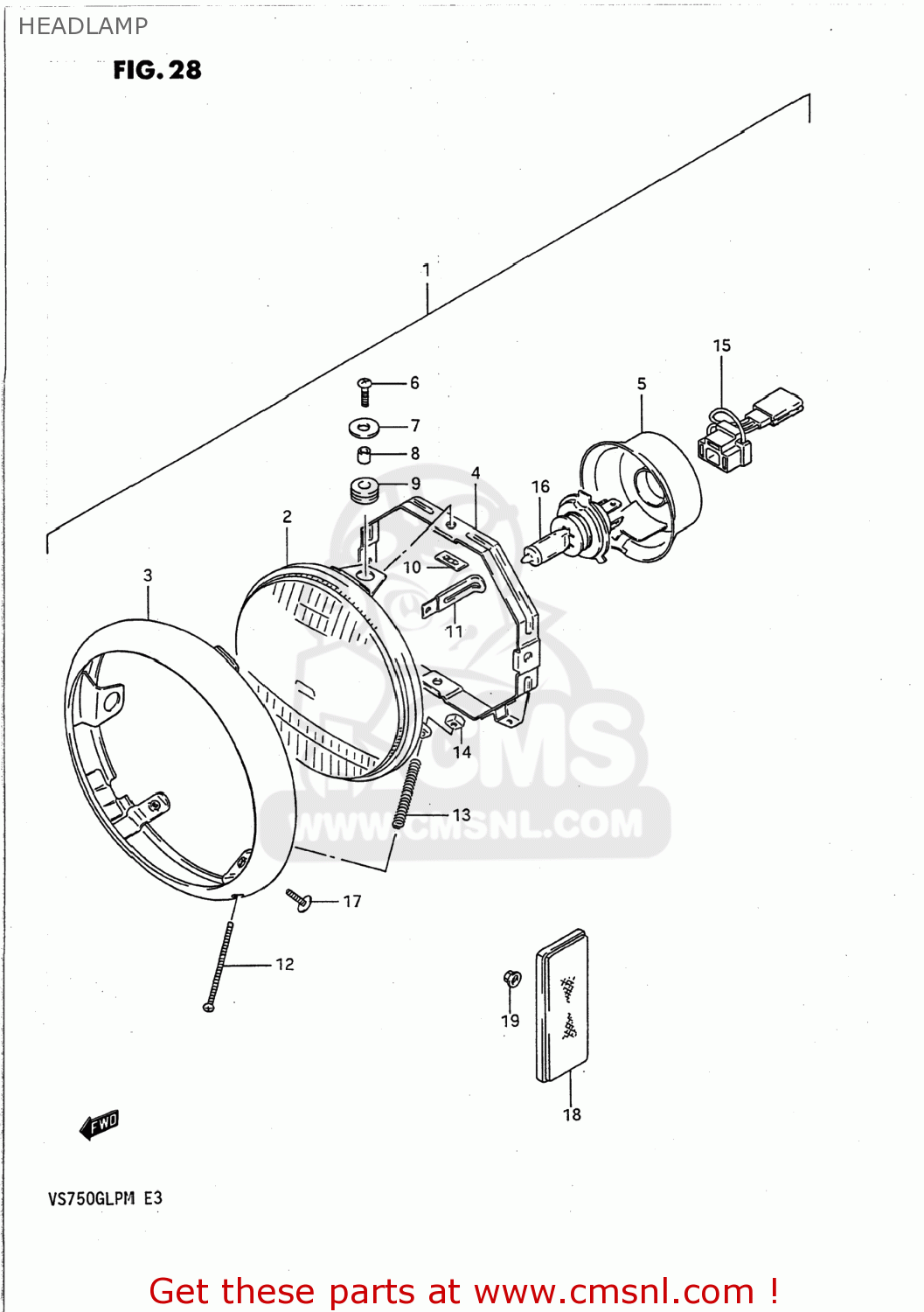 HEADLAMP VS700GLP INTRUDER 1988 (J) USA (E03)