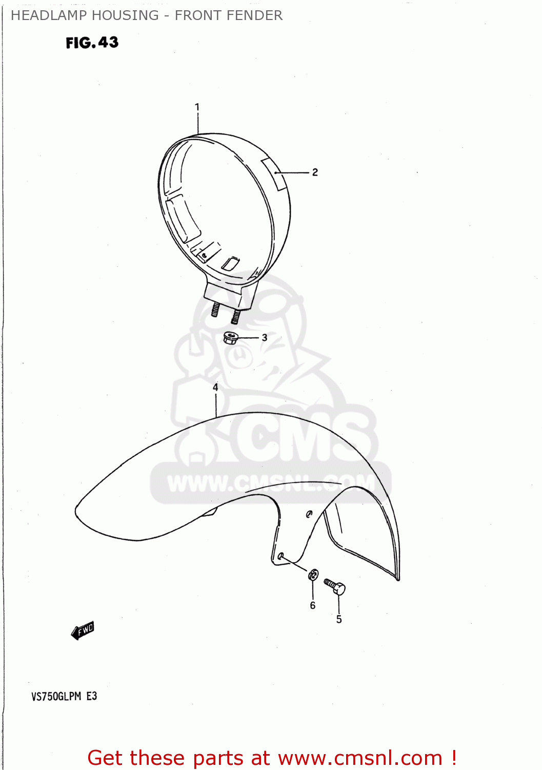 HEADLAMP HOUSING - FRONT FENDER VS700GLP INTRUDER 1988 (J) USA (E03)