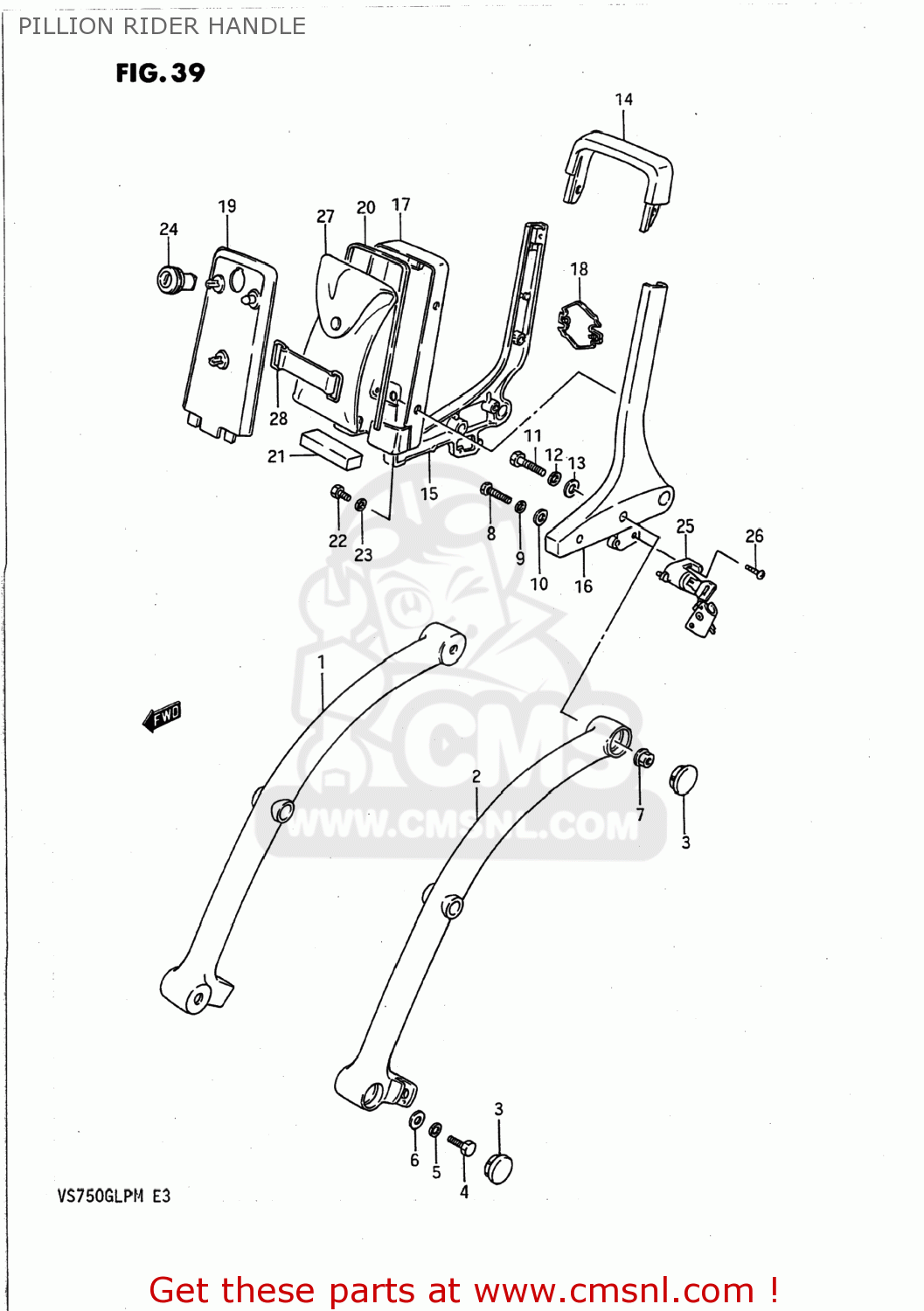PILLION RIDER HANDLE VS700GLP INTRUDER 1988 (J) USA (E03)