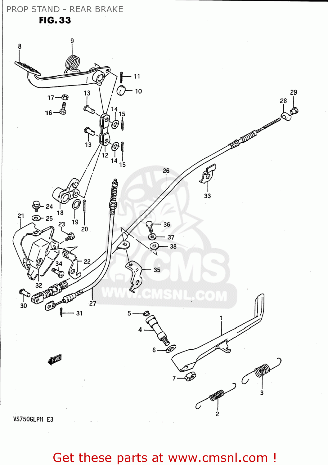 PROP STAND - REAR BRAKE VS700GLP INTRUDER 1988 (J) USA (E03)