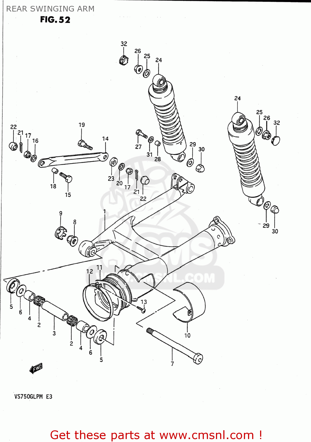 REAR SWINGING ARM VS700GLP INTRUDER 1988 (J) USA (E03)