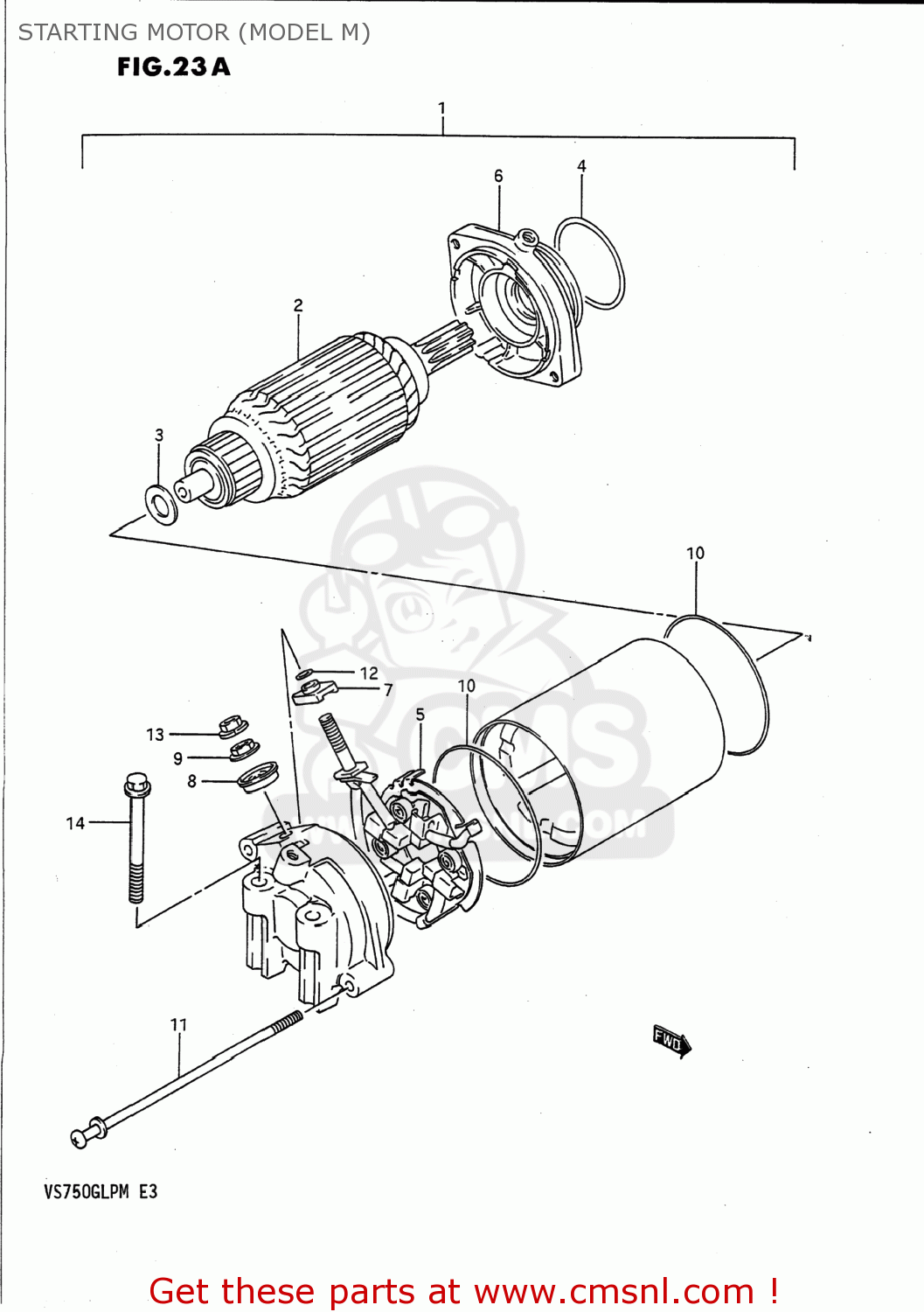 STARTING MOTOR (MODEL M) VS700GLP INTRUDER 1988 (J) USA (E03)