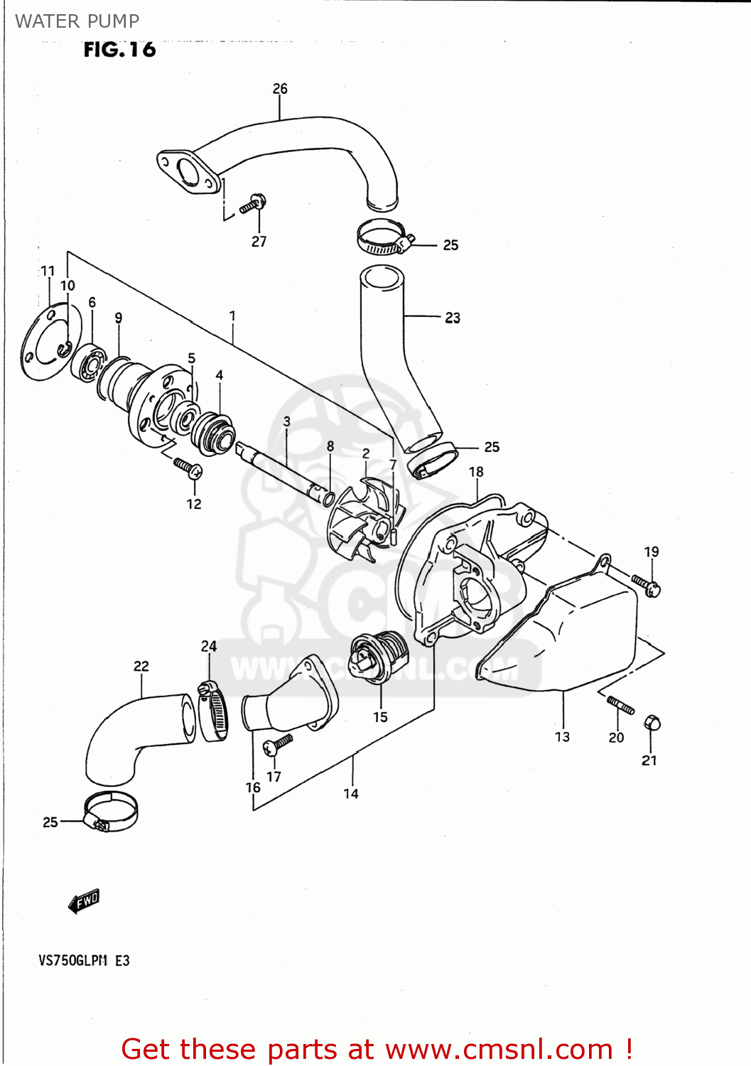 WATER PUMP VS700GLP INTRUDER 1988 (J) USA (E03)