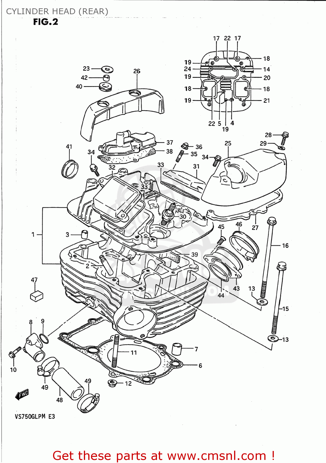 CYLINDER HEAD (REAR) VS700GLP INTRUDER 1989 (K) USA (E03)