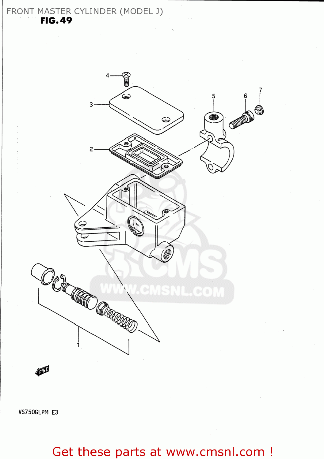 FRONT MASTER CYLINDER (MODEL J) VS700GLP INTRUDER 1989 (K) USA (E03)