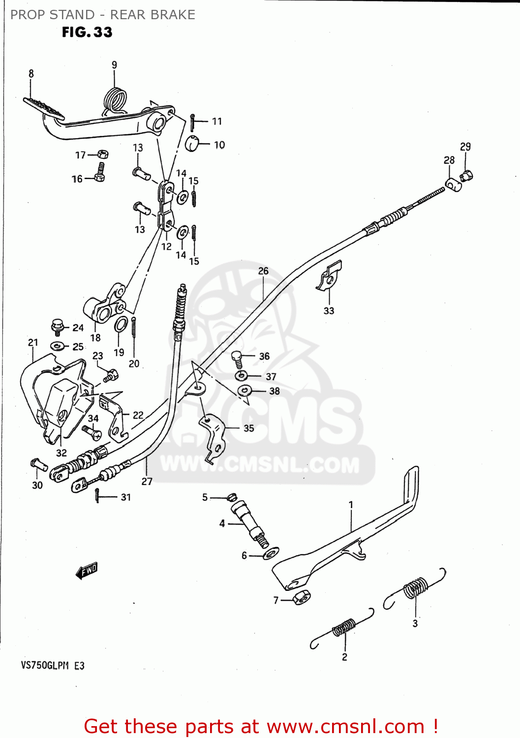 PROP STAND - REAR BRAKE VS700GLP INTRUDER 1989 (K) USA (E03)