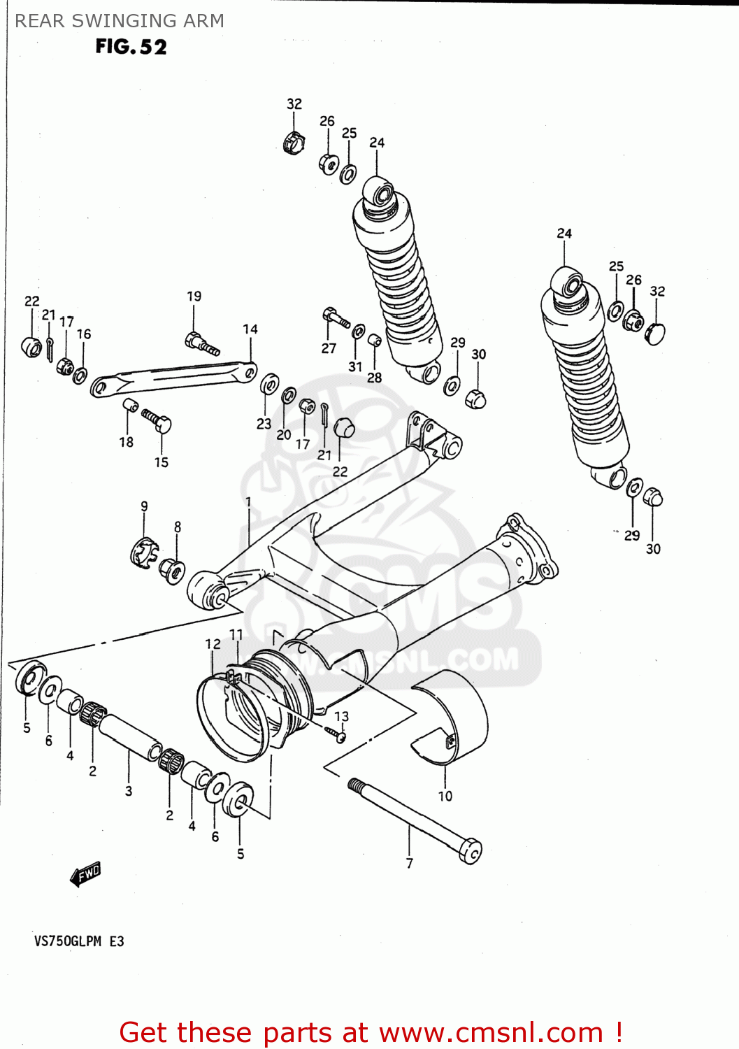 REAR SWINGING ARM VS700GLP INTRUDER 1989 (K) USA (E03)