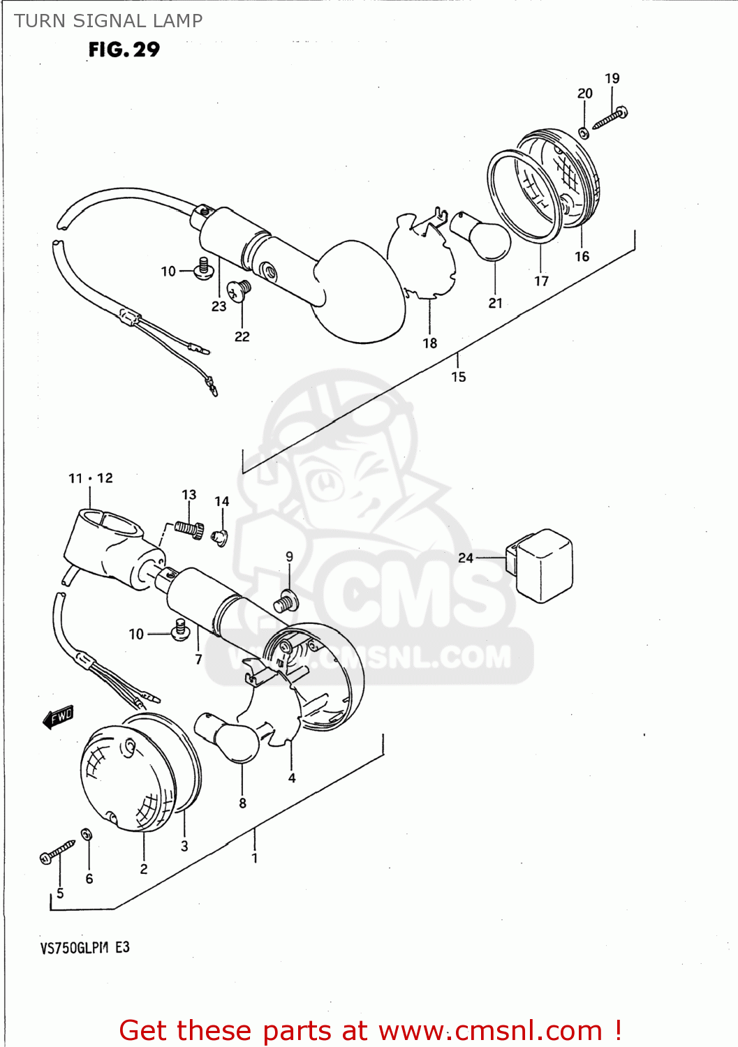 TURN SIGNAL LAMP VS700GLP INTRUDER 1989 (K) USA (E03)
