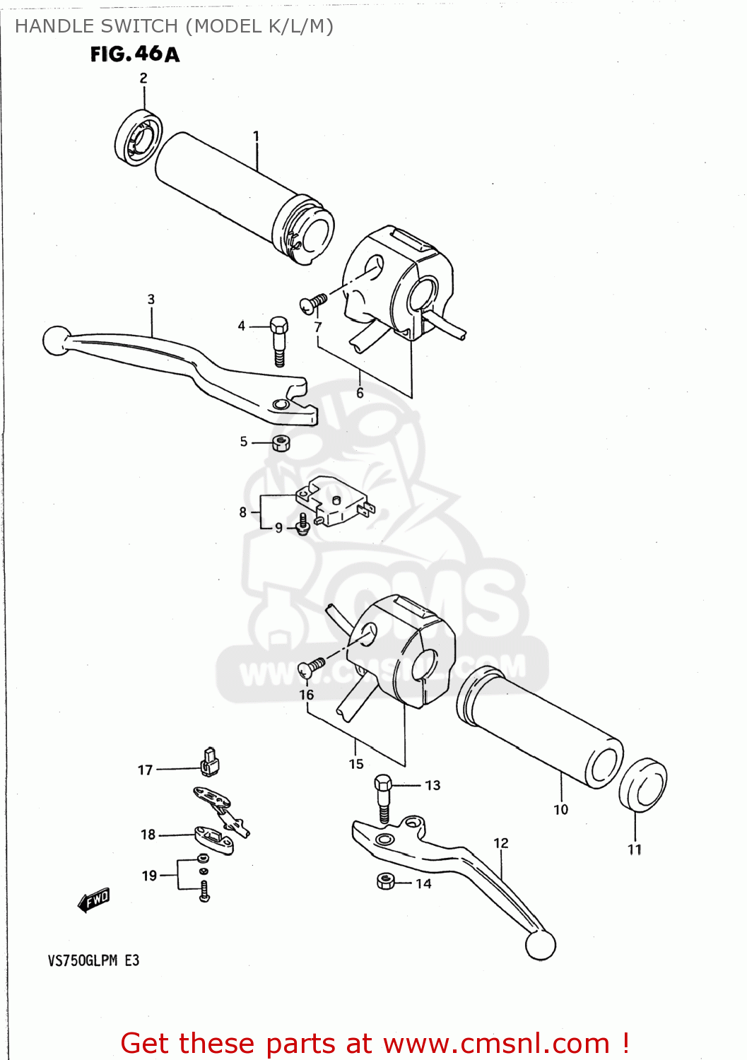 HANDLE SWITCH (MODEL K/L/M) VS700GLP INTRUDER 1990 (L) USA (E03)