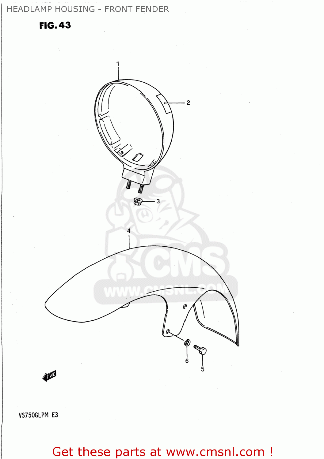 HEADLAMP HOUSING - FRONT FENDER VS700GLP INTRUDER 1990 (L) USA (E03)