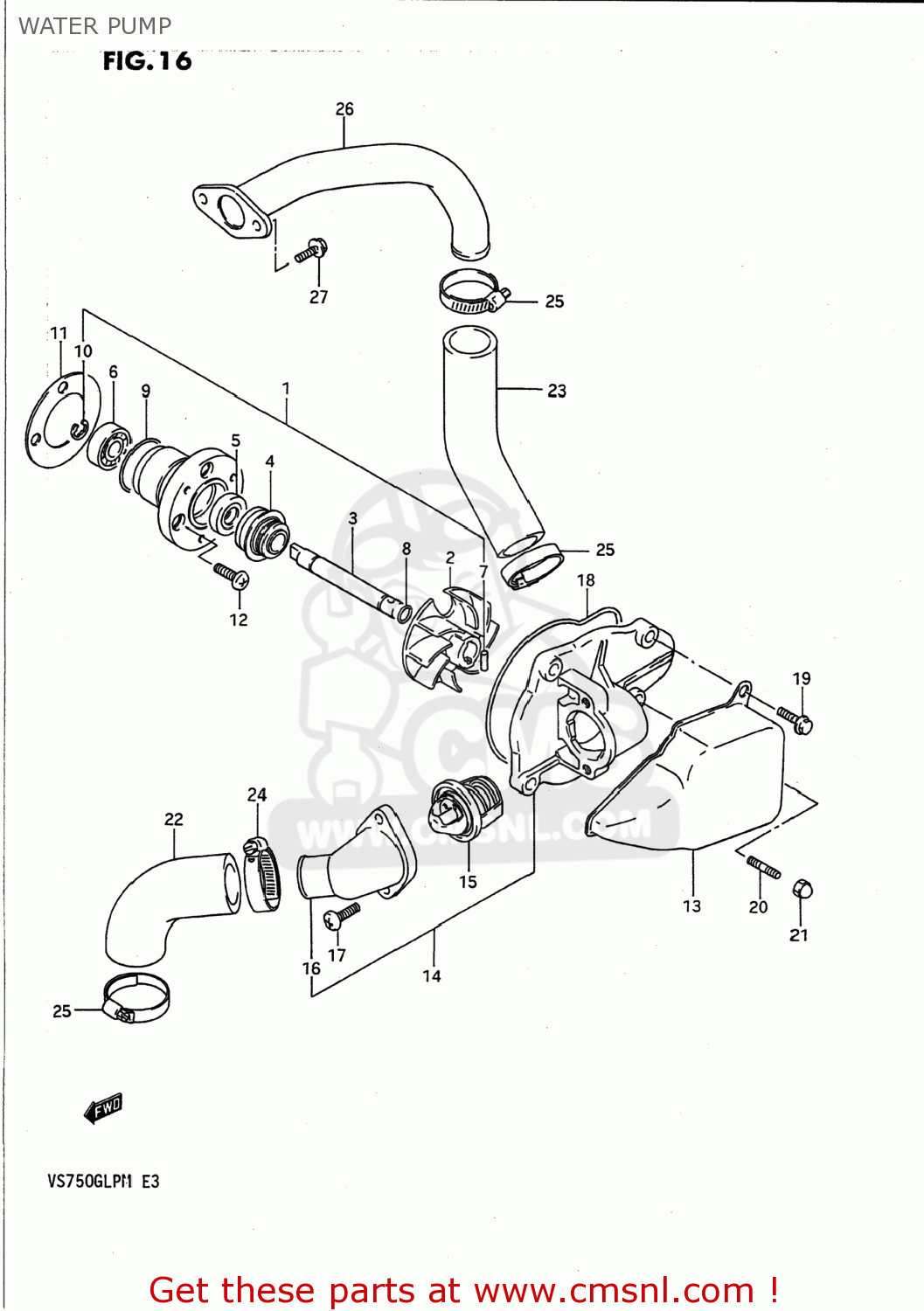 WATER PUMP VS700GLP INTRUDER 1990 (L) USA (E03)