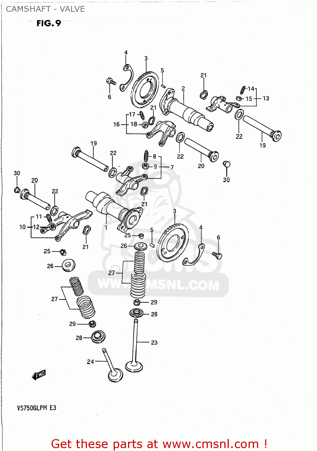 CAMSHAFT - VALVE VS700GLP INTRUDER 1991 (M) USA (E03)