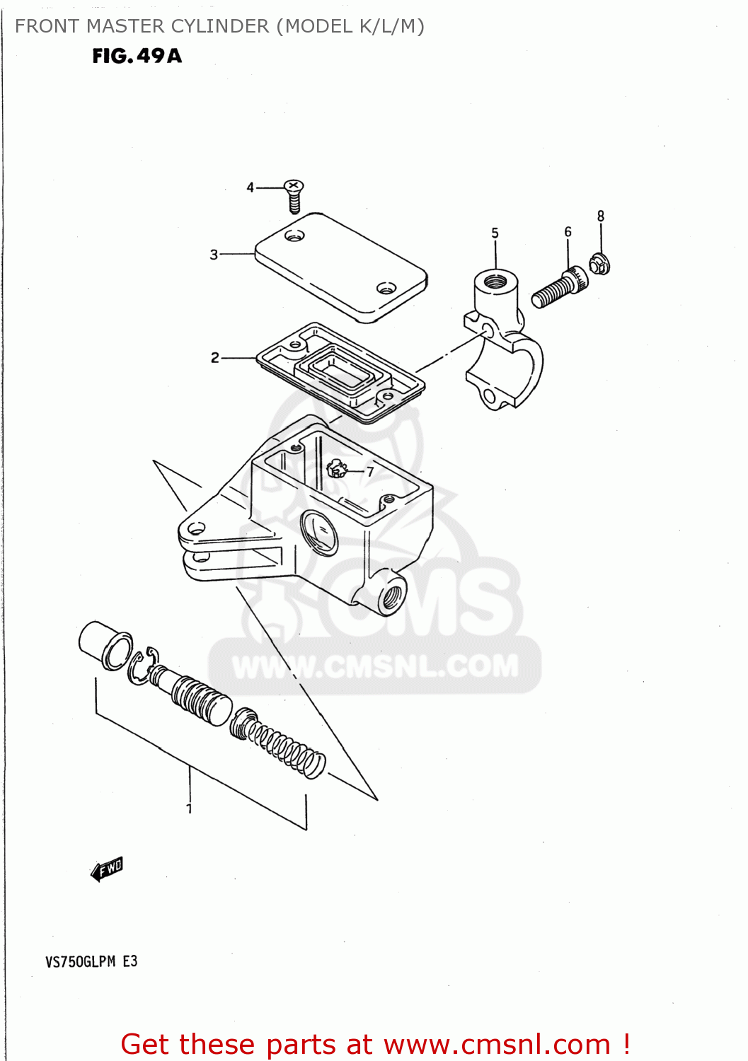 FRONT MASTER CYLINDER (MODEL K/L/M) VS700GLP INTRUDER 1991 (M) USA (E03)