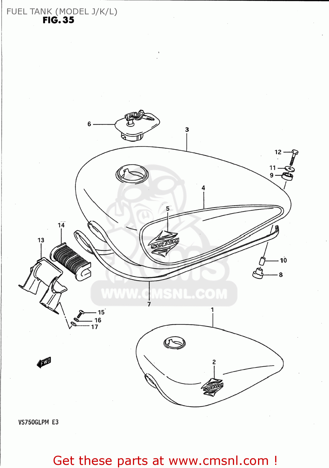FUEL TANK (MODEL J/K/L) VS700GLP INTRUDER 1991 (M) USA (E03)