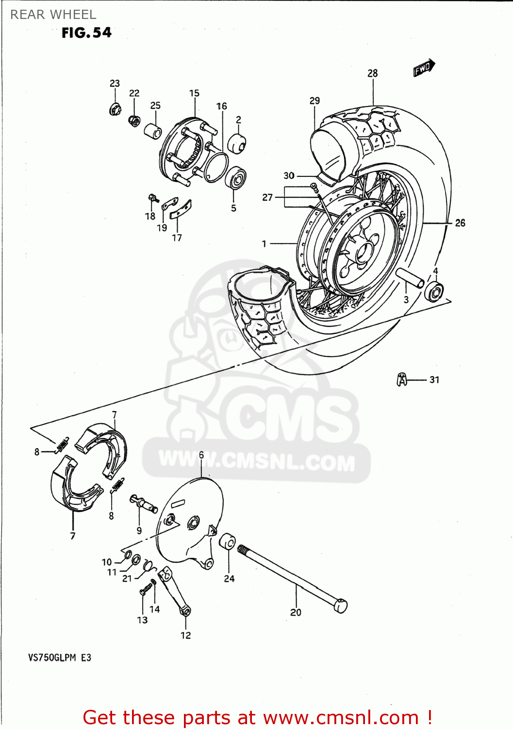REAR WHEEL VS700GLP INTRUDER 1991 (M) USA (E03)