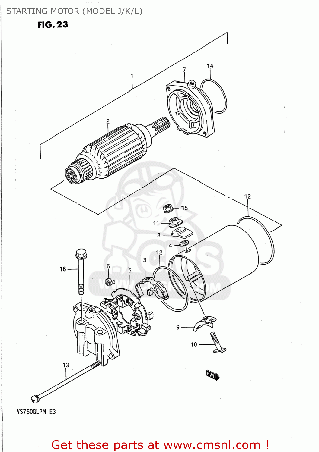 STARTING MOTOR (MODEL J/K/L) VS700GLP INTRUDER 1991 (M) USA (E03)